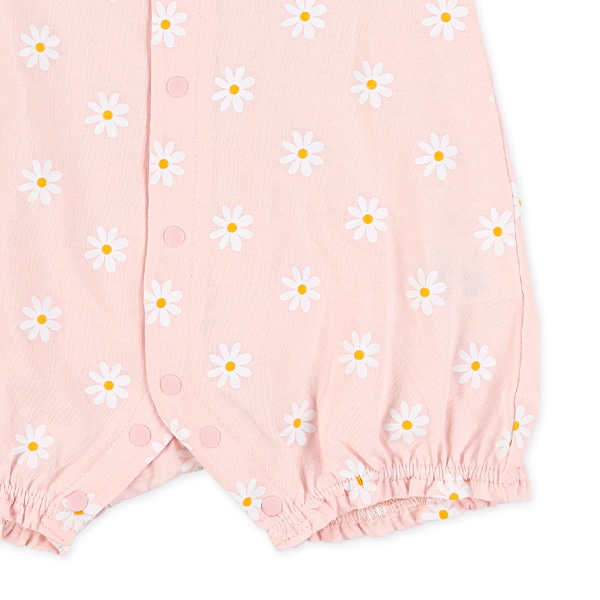 袖切り替え花柄半袖ロンパース