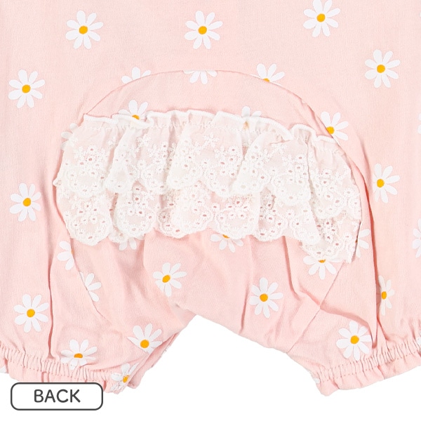 袖切り替え花柄半袖ロンパース