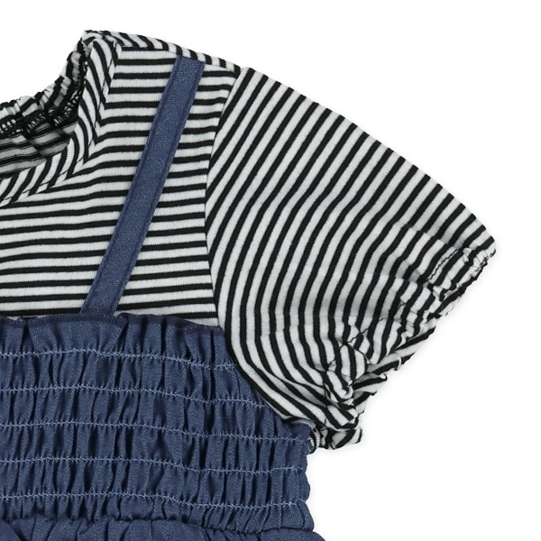 レイヤード風半袖足付きロンパース