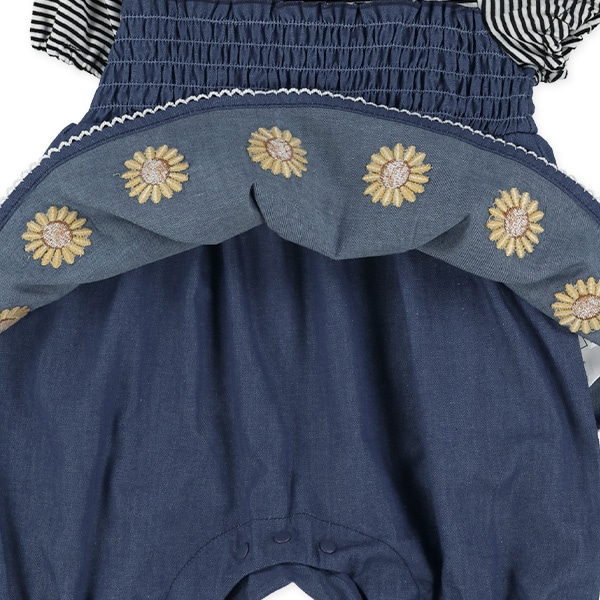 レイヤード風半袖足付きロンパース