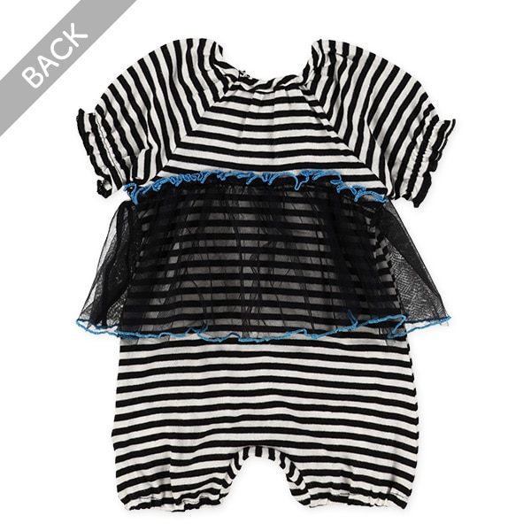 チュールドッキング半袖カバーオール