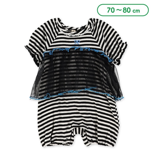 チュールドッキング半袖カバーオール