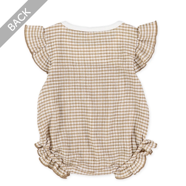 チェック楊柳ニットだるまロンパース