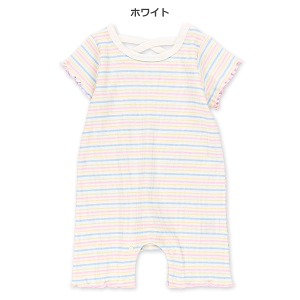 テレコボーダーメロー半袖カバーオール