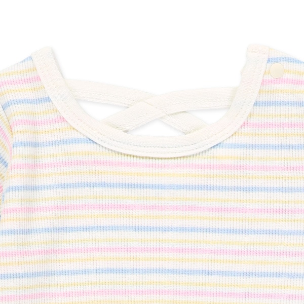 テレコボーダーメロー半袖カバーオール