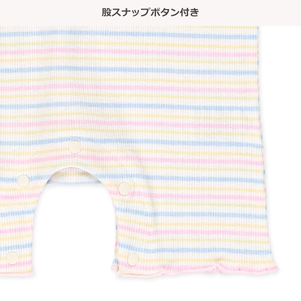 テレコボーダーメロー半袖カバーオール