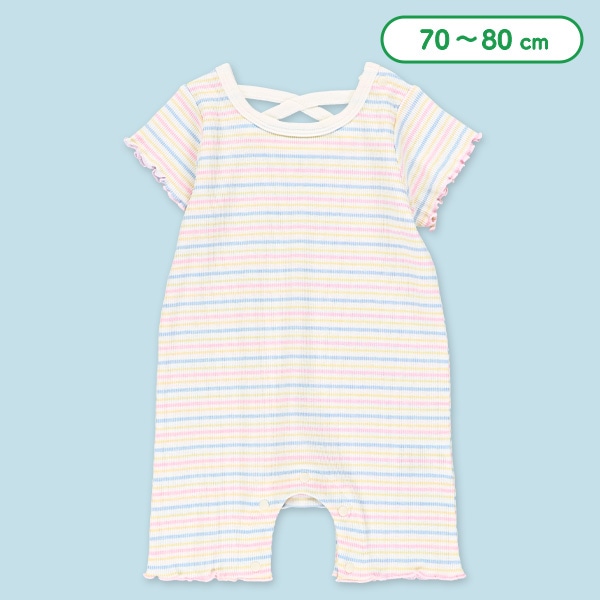 テレコボーダーメロー半袖カバーオール