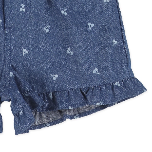 6.5オンス平織りデニムチェリー柄ハーフパンツ