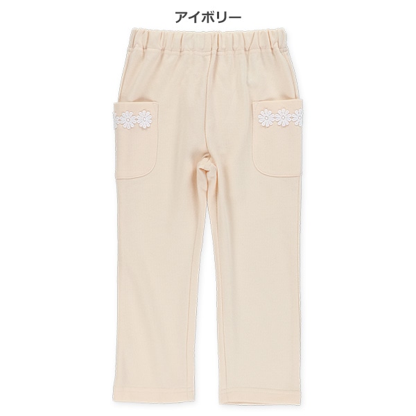 ミニ裏毛花レースサイドポケット付きパンツ