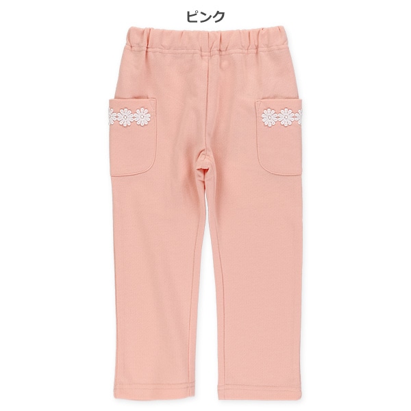 ミニ裏毛花レースサイドポケット付きパンツ