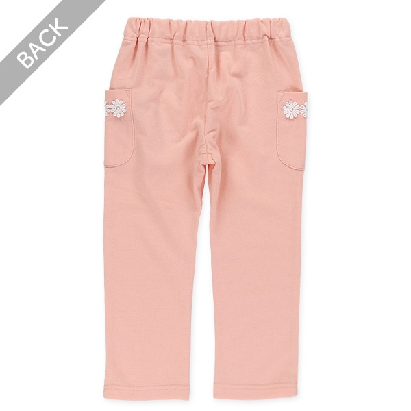 ミニ裏毛花レースサイドポケット付きパンツ