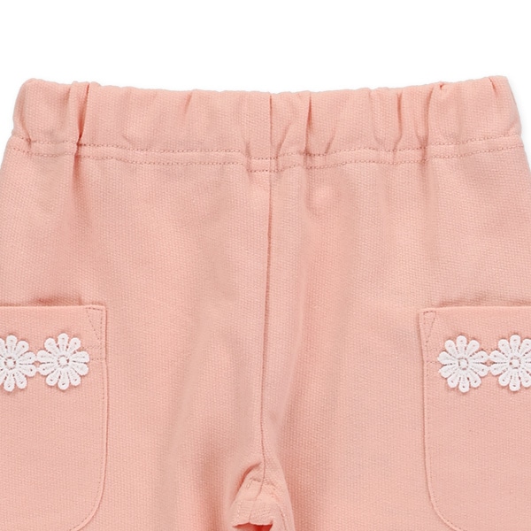 ミニ裏毛花レースサイドポケット付きパンツ