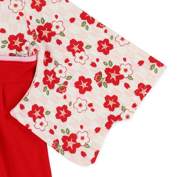 スムース花袴カバーオール（レッド）