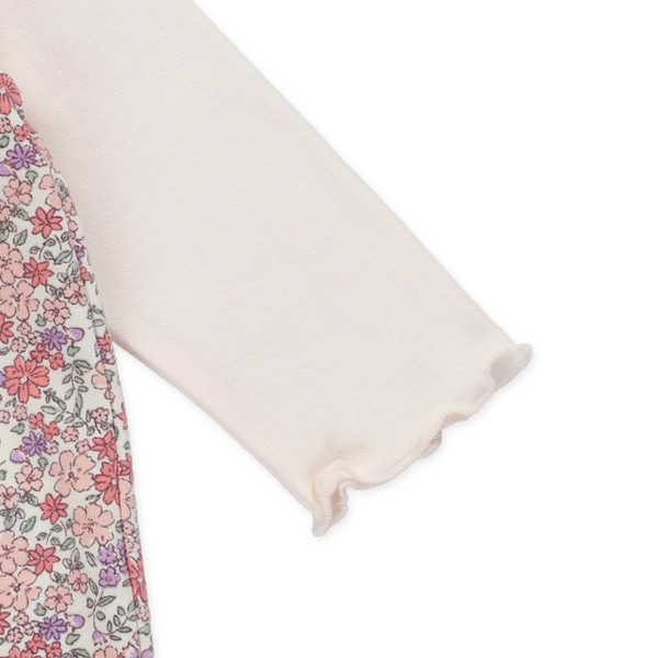 ミニ裏毛レイヤード風小花柄長袖カバーオール