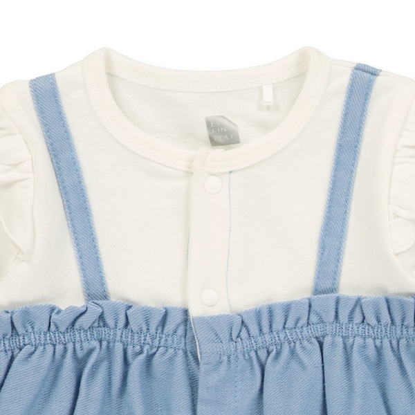 デニムニットレイヤード風長袖カバーオール