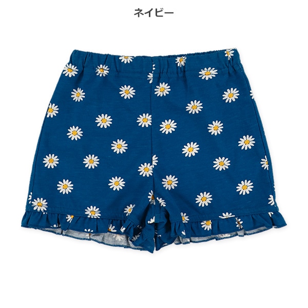 １分丈ニットデイジー柄ショートパンツ