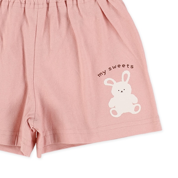 くま・うさぎ前プリントショートパンツ