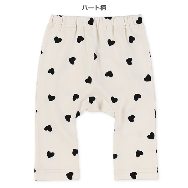 ミニ裏毛おしりフリルハート柄・リボン柄モンキーパンツ