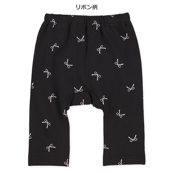 ミニ裏毛おしりフリルハート柄・リボン柄モンキーパンツ