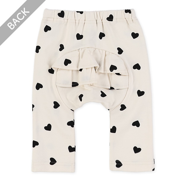 ミニ裏毛おしりフリルハート柄・リボン柄モンキーパンツ