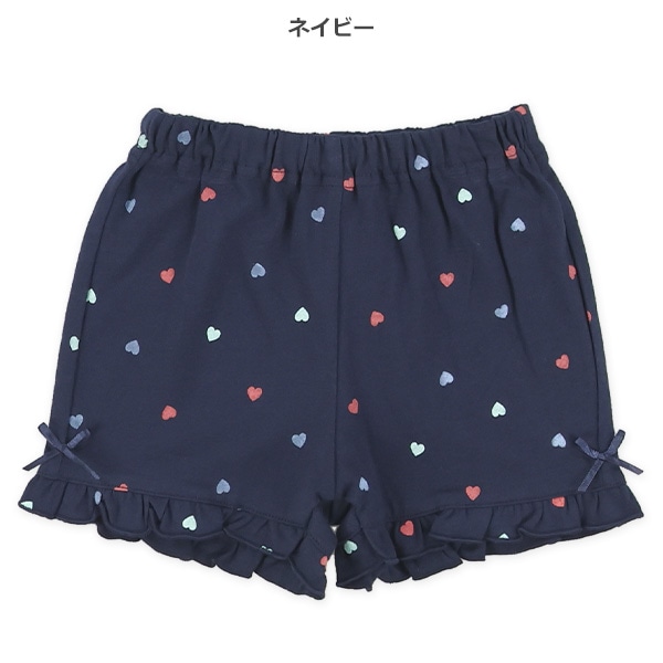 裾フリルハート総柄ショートパンツ