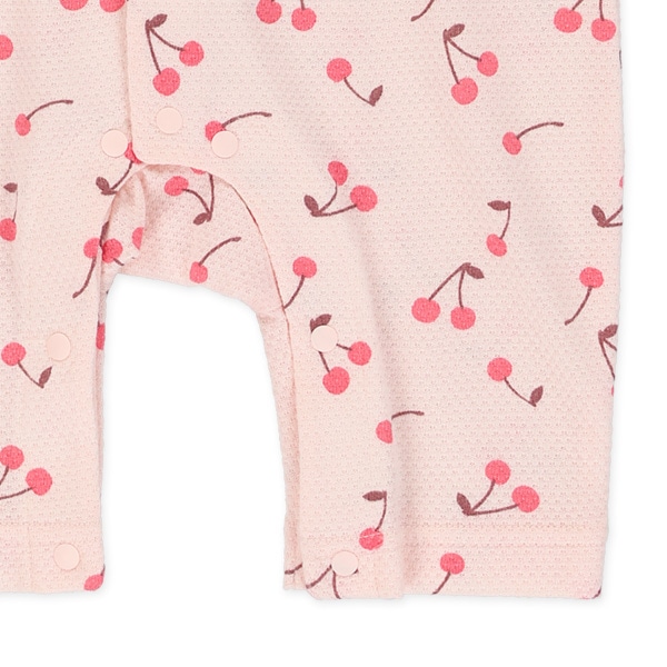 ハチス天竺肩フリルチェリー柄長袖カバーオール