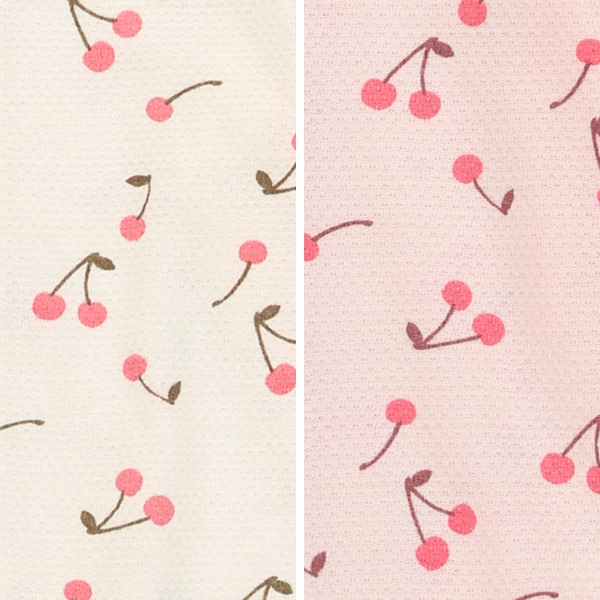 ハチス天竺肩フリルチェリー柄長袖カバーオール