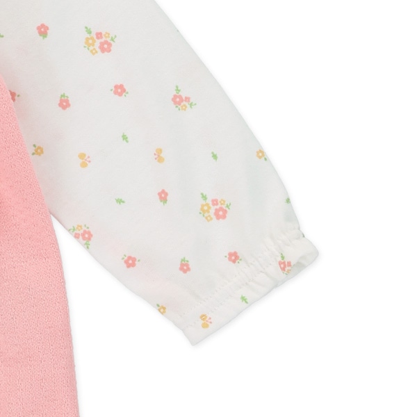 スムースポケット付き花柄切り替え長袖カバーオール