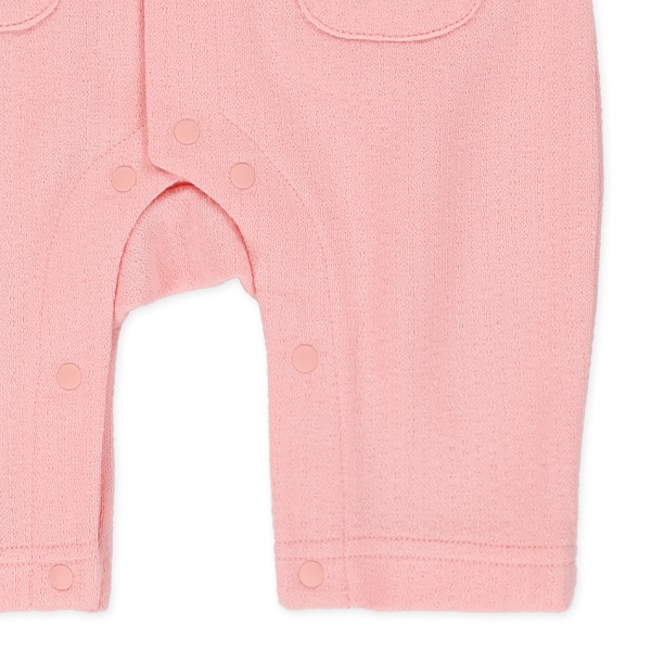 スムースポケット付き花柄切り替え長袖カバーオール