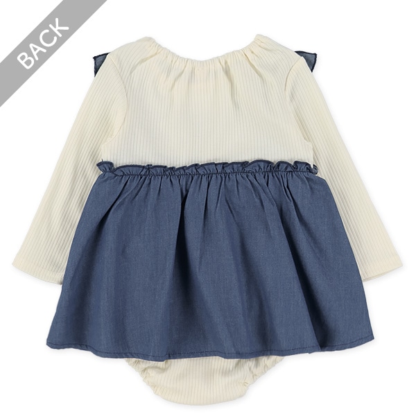 デニム風ドッキング長袖ロンパース