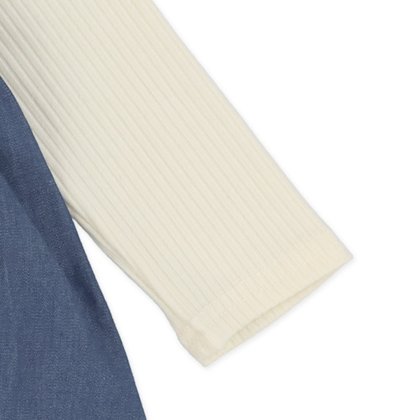 デニム風ドッキング長袖ロンパース