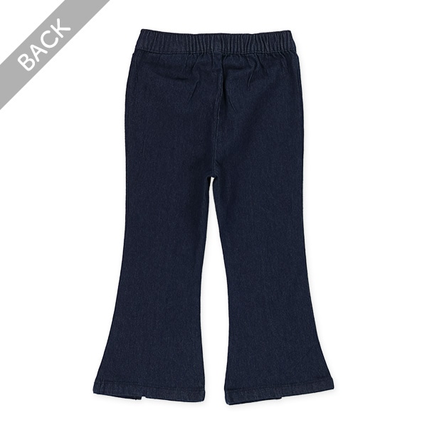 裾スリット入りフレアデニムパンツ