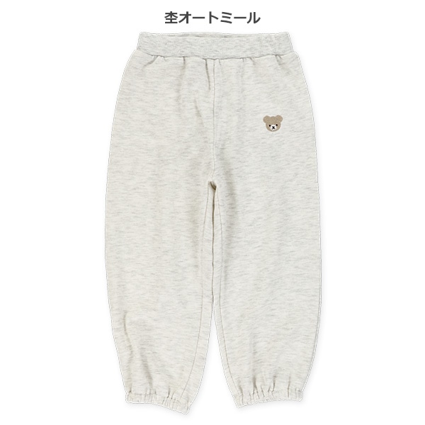 裏毛刺繍ワンポイント裾ゴムパンツ