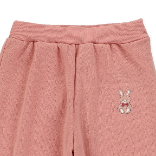 裏毛刺繍ワンポイント裾ゴムパンツ