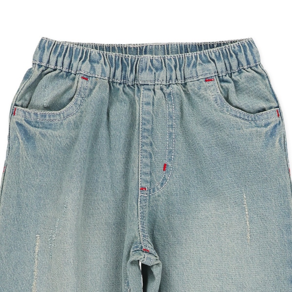ダメージ風加工デニムパンツ（ライトブルー）