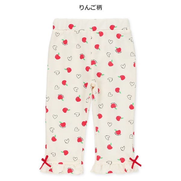 7分丈裏毛総柄裾フリルパンツ