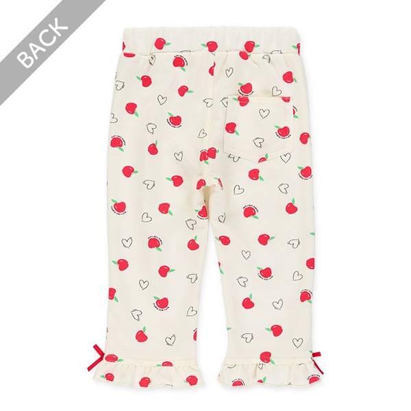 7分丈裏毛総柄裾フリルパンツ