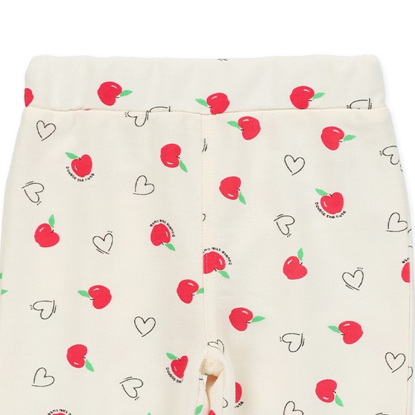 7分丈裏毛総柄裾フリルパンツ