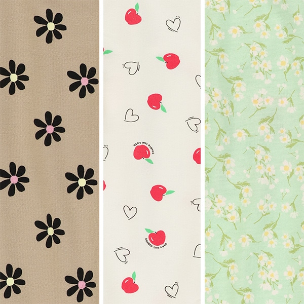 7分丈裏毛総柄裾フリルパンツ