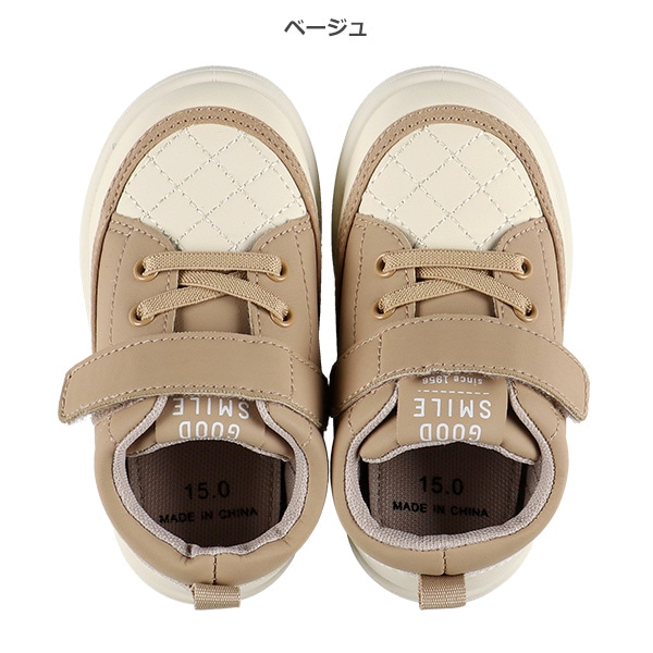 キルティング切り替えベビーシューズ