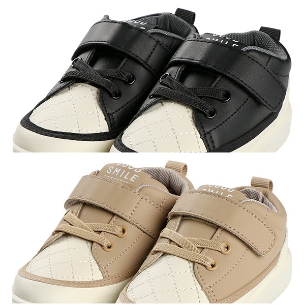 キルティング切り替えベビーシューズ