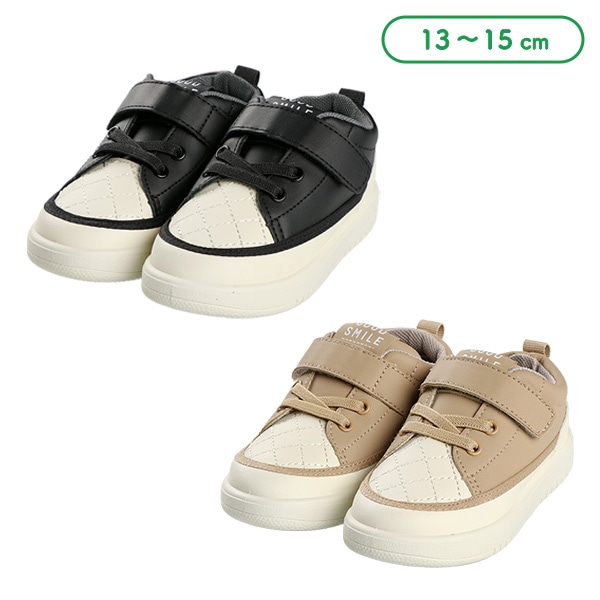 キルティング切り替えベビーシューズ