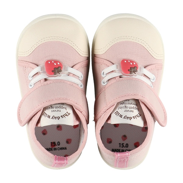 いちごチャーム付きベビーシューズ