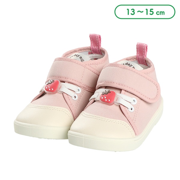 いちごチャーム付きベビーシューズ