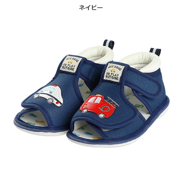 笛入りベビーサンダル（のりもの・フルーツ）