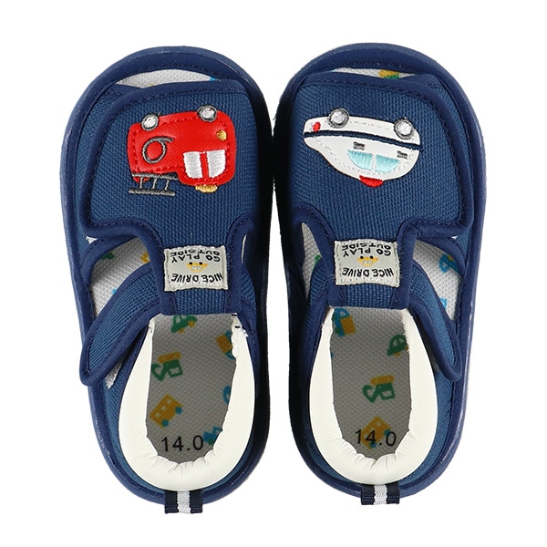 笛入りベビーサンダル（のりもの・フルーツ）