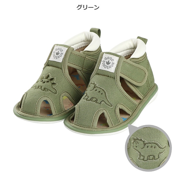 ベビーサンダル（恐竜刺繍）