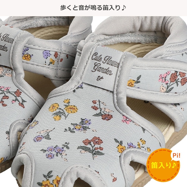 笛入りベビーサンダル（花柄）