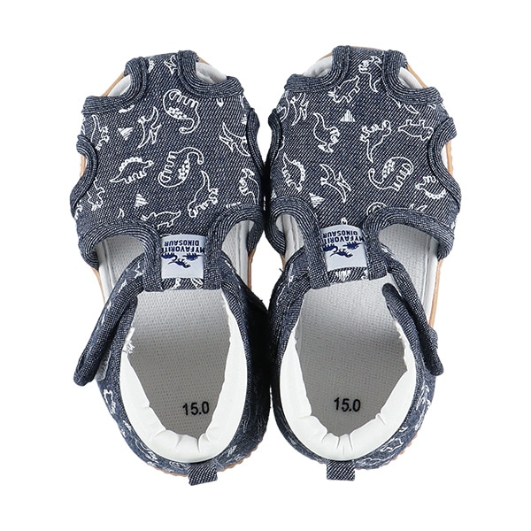 ベビーサンダル（恐竜総柄）