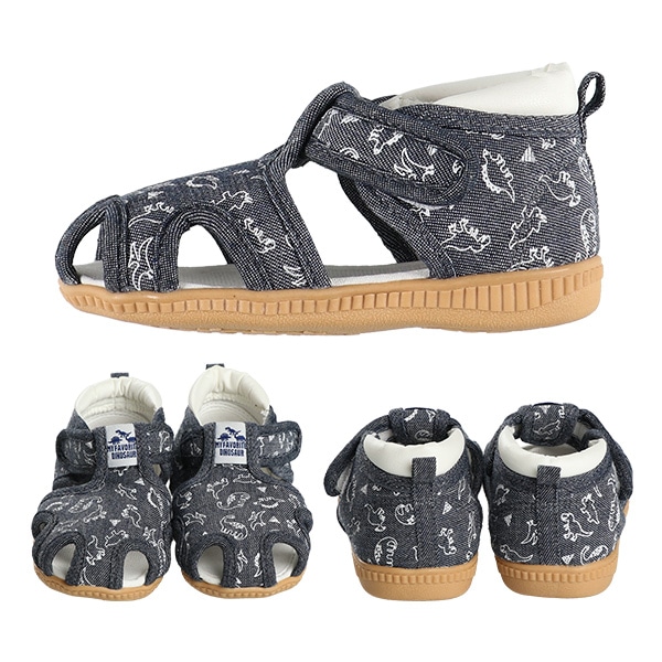 ベビーサンダル（恐竜総柄）